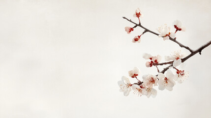 Obraz premium Delicate Abstract Blossoms with Kanji on Textured Canvas Background