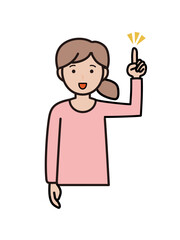 ポイントを説明する若い女性の上半身イラスト