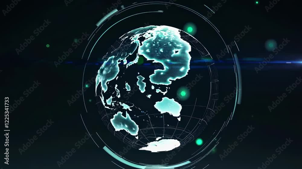 Aufkleber visual representation of earth with glowing connections highlighting continents and oceans