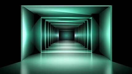 Abstract Green Neon Corridor Digital Art