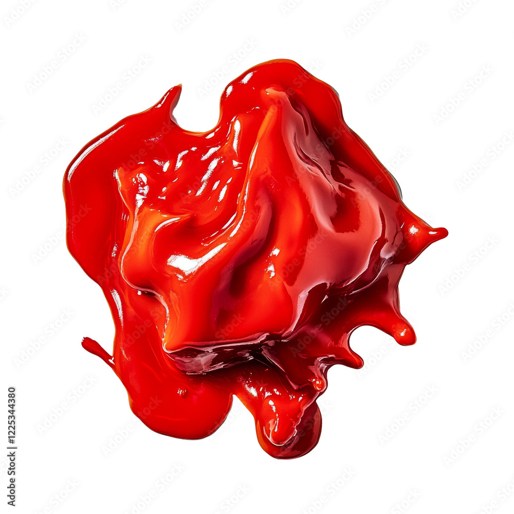 Poster A vivid red liquid, possibly paint, is dynamically splashed against a black background, creating an abstract and intense visual.
