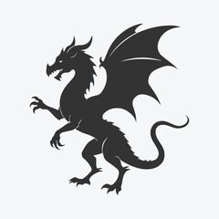 Epic Dragon Silhouette Vector - Perfect for Fantasy Art and Designs