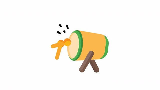 Animated large orange drum with mallets on brown supports. Perfect for music, percussion, instrumentthemed designs, childrens educational materials, and bandrelated projects.
