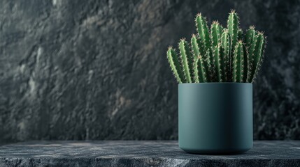 Cactus in pot on dark background, home decor