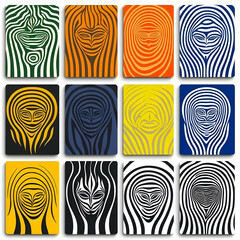 Abstract Illustration Faces in Stripes