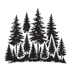 Elegant Fir Tree silhouette for nature-inspired designs - Fir tree silhouette - Fir tree vector - Banyan tree illustration - Fir silhouette - Fir vector
