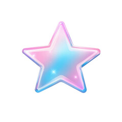 3D star icon with a soft pastel glow, blending blue and pink shades. The warm and inviting design is ideal for themes of positivity, dreams, and imagination. Isolated on transparent background, png
