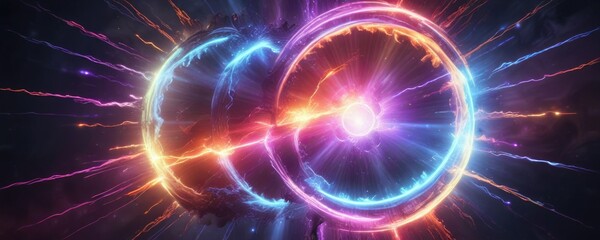Electrifying colorful aura surrounding a central axis, colorful, aura, glowing energy