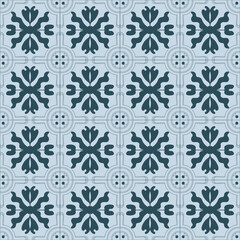 Vintage Inspired Tile Pattern with Artistic Geometric Borders in Warm Hues