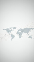 Global Network Connection, World Map with Lines and Dots, Abstract Technology Background