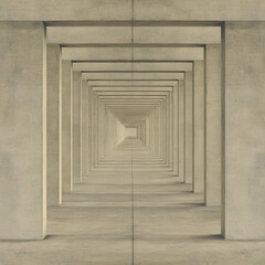Obraz premium Abstract Concrete Corridor Illustration