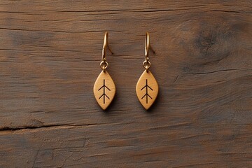 handmade products jewelry craftsmanship. Geometric earrings made from laser-cut wood, reflecting precision and eco-conscious craftsmanship