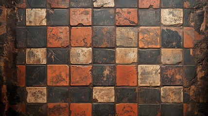 Ancient surface ceramic tile background. Graphic design pattern of Ancient Rome, Ancient Greece, Ancient East, Morocco, Marrakech. AI artwork.