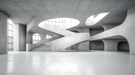 Abstract 3D Concrete Staircase Illustration