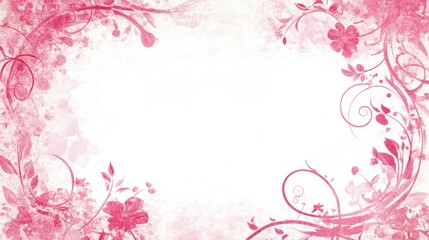 White background with a pink grunge texture for decoration, soft pink pastel tones, pink watercolor, white space in the center of the frame, light background
