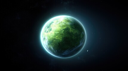 Fototapeta premium Luminous Green Planet in Space