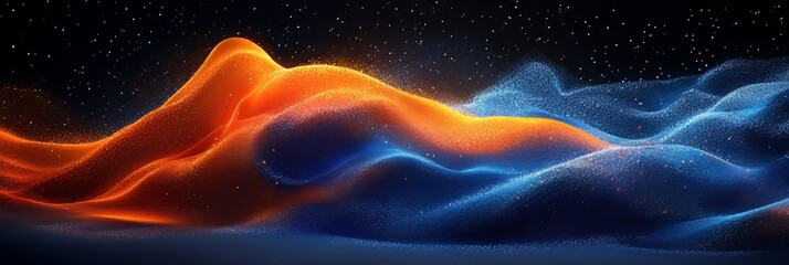 Fototapeta premium Blue and Orange Abstract Energy Flow, Digital Media and Broadcasting, Diffusion Model Illustration