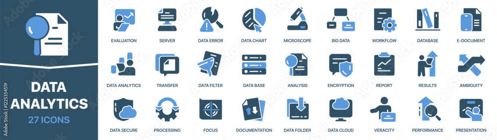 Aufkleber data analytics colored signed icon collection. server, database, analysis, folder, report icons. ui 