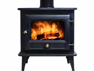 Black Cast Iron Wood Burning Stove Illustration
