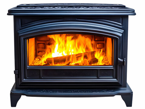 Black Wood Burning Stove Fireplace Illustration