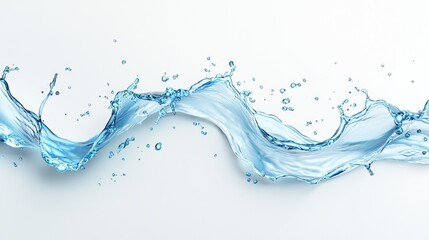 Water splash wave, flowing, background white, purity concept, advertising