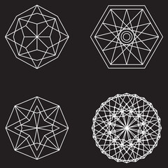 set of shapes Sacred Geometry White Black Background  Vectors 05