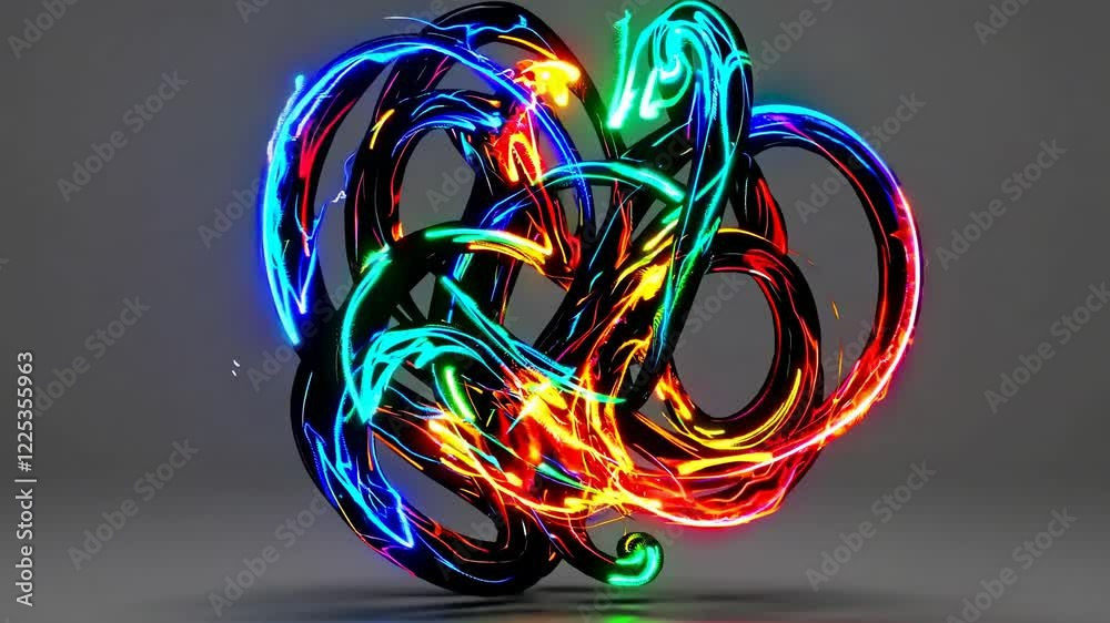 Leinwandbilder Colorful abstract light patterns swirl and dance in a mesmerizing display of creativity and art