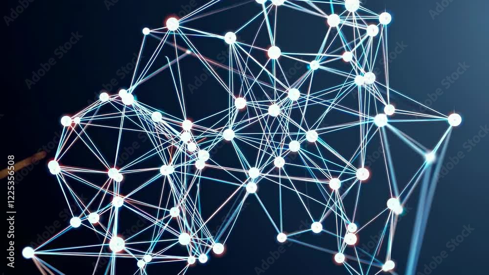 Poster exploring the intricate connections of a digital network with dynamic visual elements