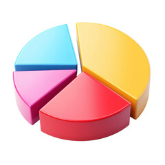 Obraz premium Colorful 3D Pie Chart Segments Representing Data Visualization Trends