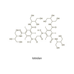 Iotrolan flat skeletal molecular structure Contrast media treatment. Vector illustration scientific diagram.