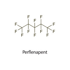 Perflenapent flat skeletal molecular structure Contrast media treatment. Vector illustration scientific diagram.