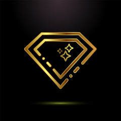 Diamond icon design illustration. Jewel and gem icon sign in gold color style
