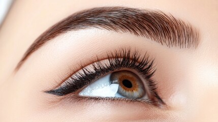 Obraz premium Closeup of Captivating Feminine Hazel Eye with Expertly Applied Makeup