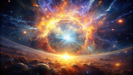 Obraz premium Cosmic Nebula A Celestial Event Horizon of Fiery Birth and Stellar Dust