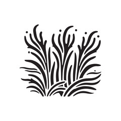 Black Color Seaweed silhouette design Vector Illustration, Solid White Background (2).eps