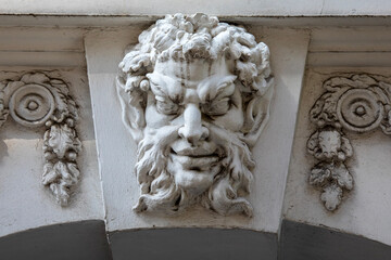 Devil Face Sculpture on Charterhouse Square in London, UK
