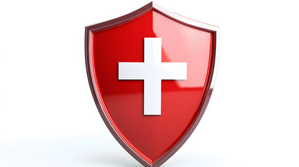 Obraz premium Red Shield with White Cross Symbol of Protection