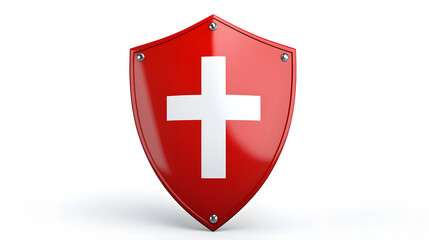 Fototapeta premium Red Shield with White Cross Symbol of Protection