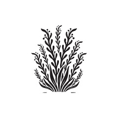 Black Color Seaweed silhouette design Vector Illustration, Solid White Background (10).eps