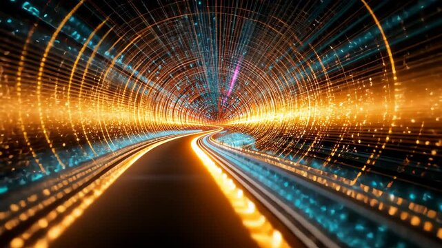 The abstract fractal background texture of a virtual neon city creates a mesmerizing and futuristic visual experience