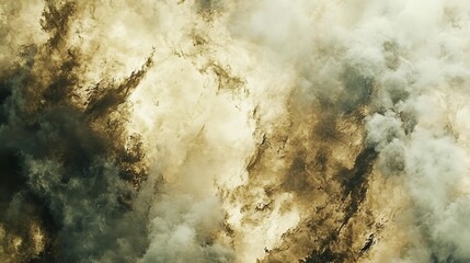 Abstract Cloud Formation In Olive And Gold Tones