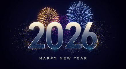 Happy New Year 2026 Fireworks Celebration - Festive Holiday Greeting Card