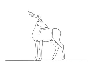 Continuous line art drawing of deer - animal concept. Antlers in single line art drawing vector illustration. Editable stroke.