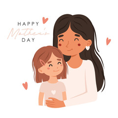 Mom and child portrait, Mother's day vector, mom love, mother day card