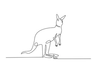 Continuous line art drawing of kangaroo- animal concept. Australian kangaroo in single line art drawing vector illustration. Editable stroke.