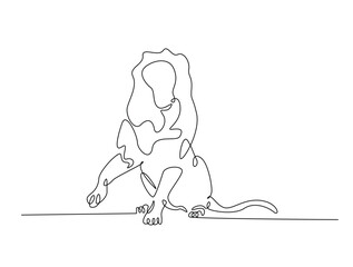 Continuous line art drawing of lion - animal concept. Lion King in single line art drawing vector illustration. Editable stroke.