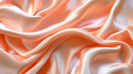 Fototapeta premium Peach Satin Fabric Draped Softly Showing Texture