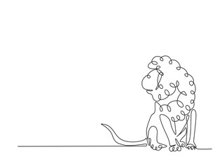 Continuous line art drawing of lion - animal concept. Lion King in single line art drawing vector illustration. Editable stroke.
