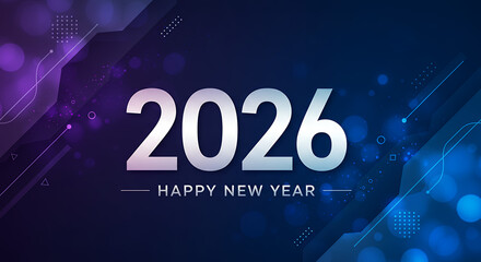 2026 Happy New Year Abstract Background Design