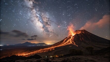 volcano against the background of the starry sky